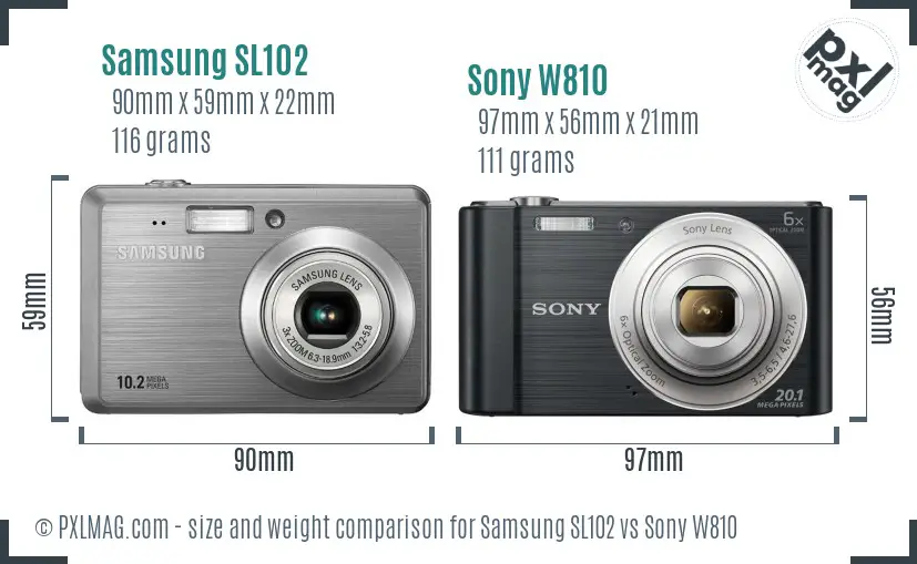 Samsung SL102 vs Sony W810 size comparison Samsung SL102 vs Sony W810 size comparison