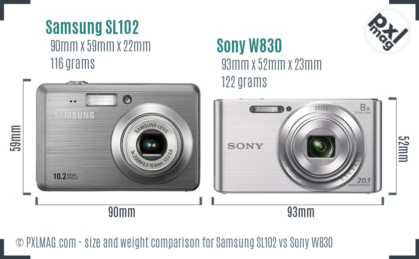 Samsung SL102 vs Sony W830 size comparison Samsung SL102 vs Sony W830 size comparison