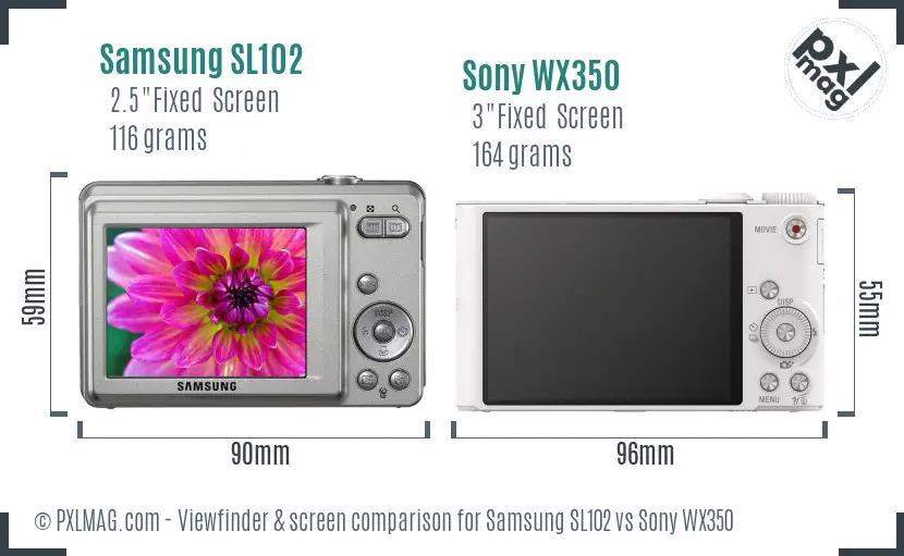 Samsung SL102 vs Sony WX350 Screen and Viewfinder comparison Samsung SL102 vs Sony WX350 Screen and Viewfinder comparison