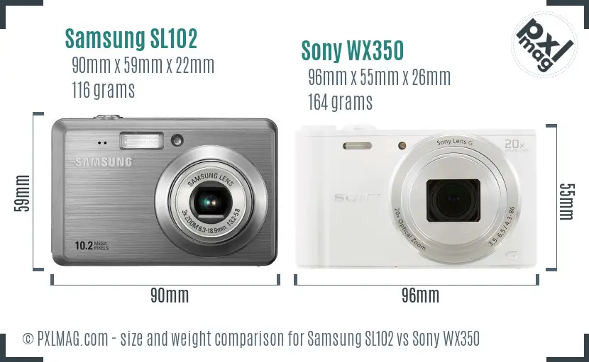 Samsung SL102 vs Sony WX350 size comparison Samsung SL102 vs Sony WX350 size comparison