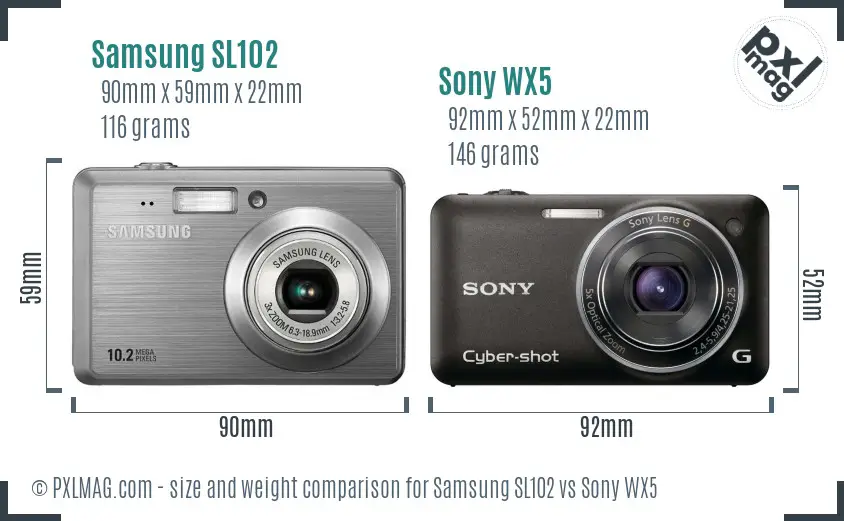 Samsung SL102 vs Sony WX5 size comparison Samsung SL102 vs Sony WX5 size comparison