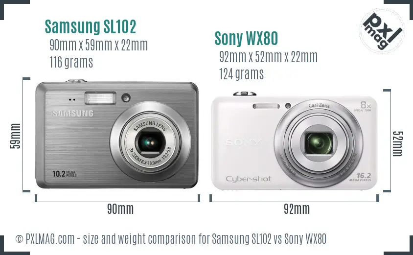 Samsung SL102 vs Sony WX80 size comparison
