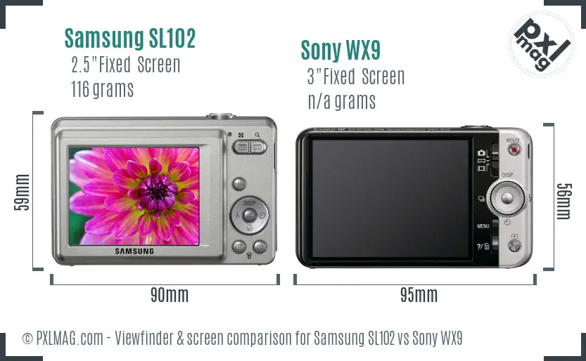 Samsung SL102 vs Sony WX9 Screen and Viewfinder comparison Samsung SL102 vs Sony WX9 Screen and Viewfinder comparison