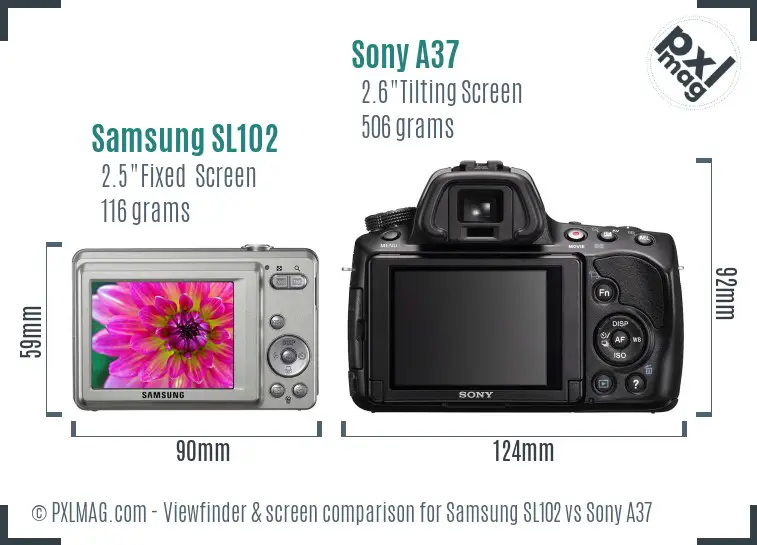 Samsung SL102 vs Sony A37 Screen and Viewfinder comparison