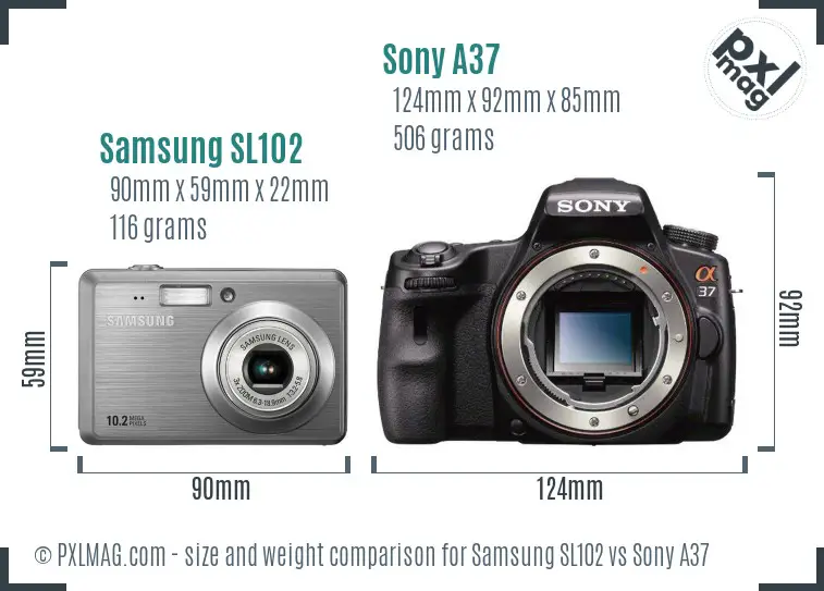Samsung SL102 vs Sony A37 size comparison