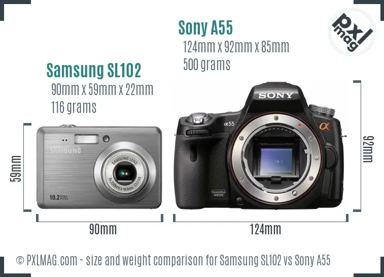 Samsung SL102 vs Sony A55 size comparison Samsung SL102 vs Sony A55 size comparison