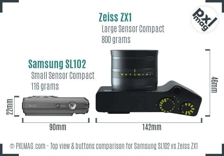 Samsung SL102 vs Zeiss ZX1 top view buttons comparison Samsung SL102 vs Zeiss ZX1 top view buttons comparison