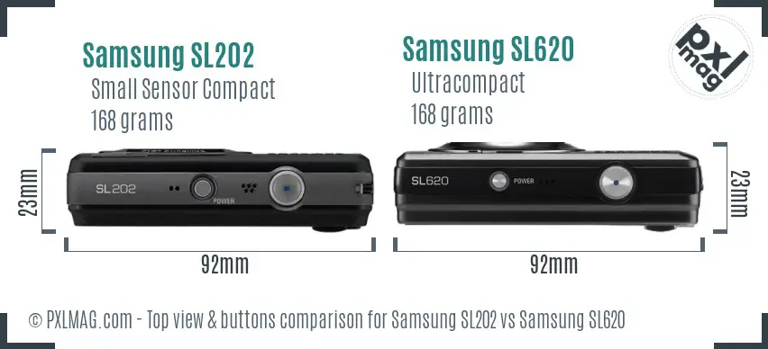 Samsung SL202 vs Samsung SL620 top view buttons comparison