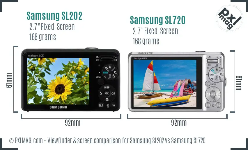Samsung SL202 vs Samsung SL720 Screen and Viewfinder comparison