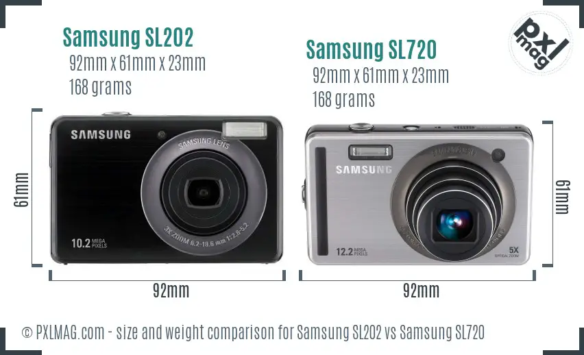 Samsung SL202 vs Samsung SL720 size comparison