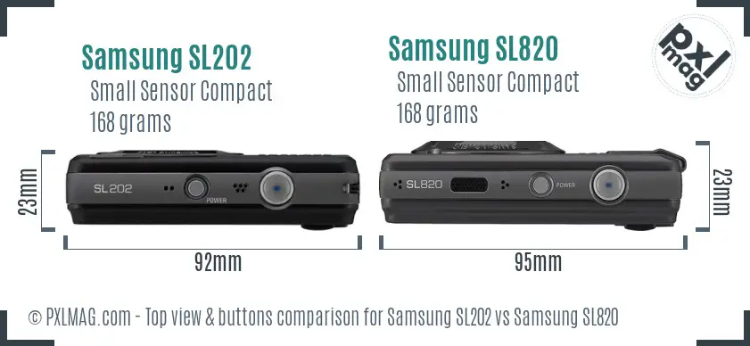 Samsung SL202 vs Samsung SL820 top view buttons comparison
