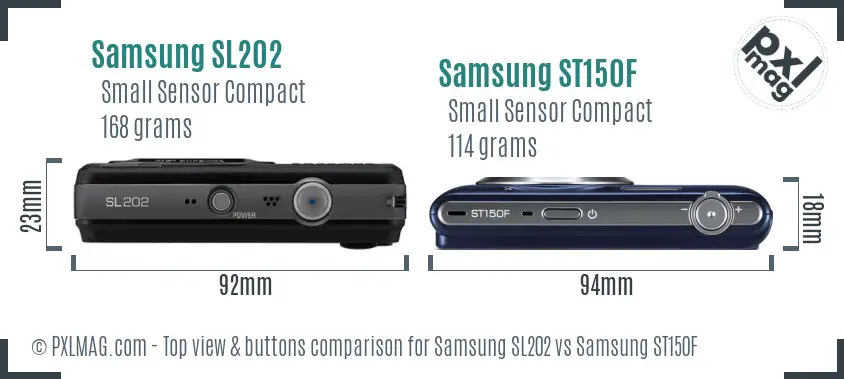 Samsung SL202 vs Samsung ST150F top view buttons comparison