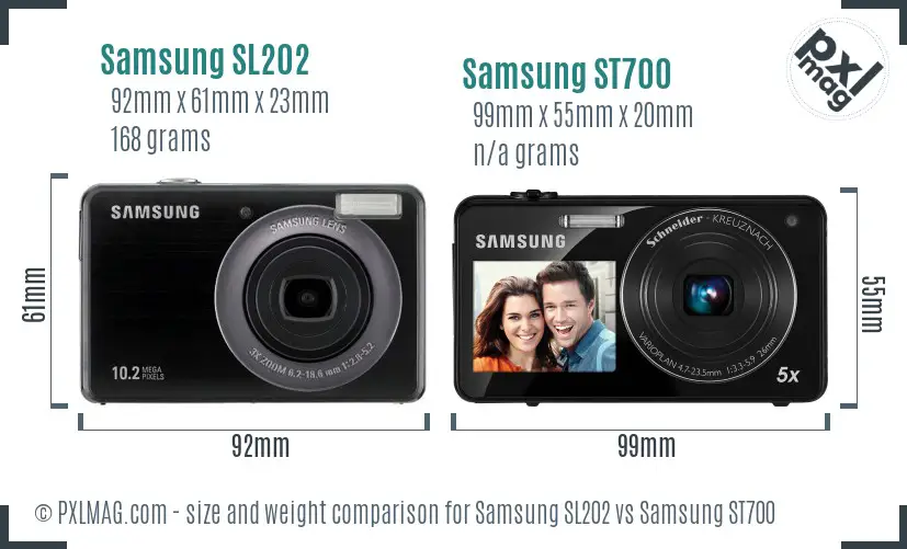Samsung SL202 vs Samsung ST700 size comparison
