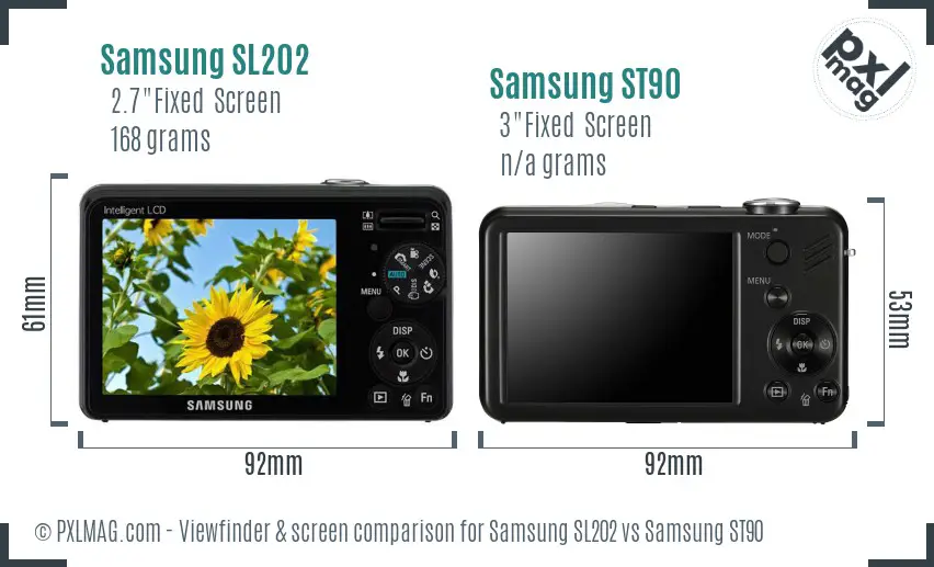 Samsung SL202 vs Samsung ST90 Screen and Viewfinder comparison