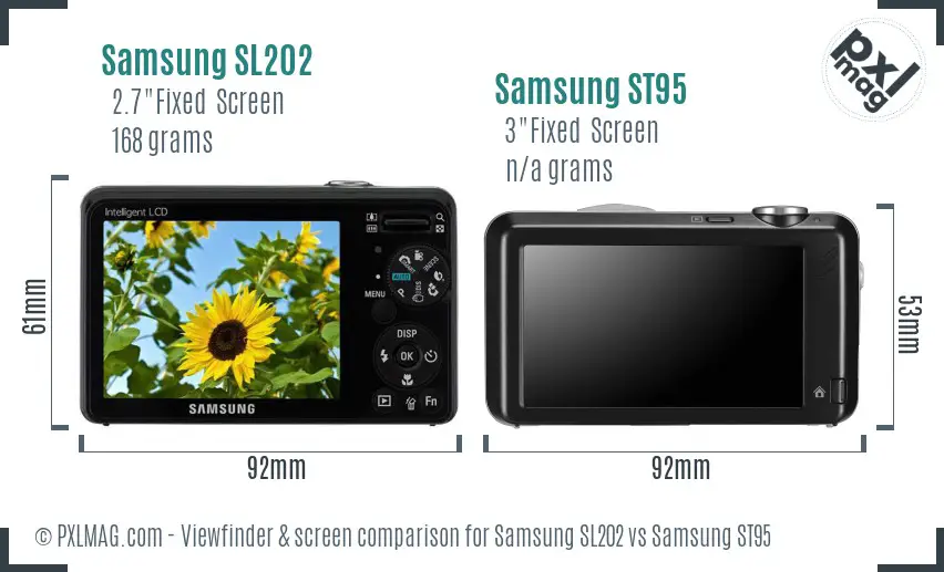 Samsung SL202 vs Samsung ST95 Screen and Viewfinder comparison