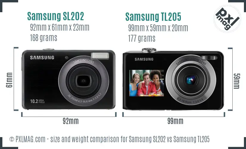 Samsung SL202 vs Samsung TL205 size comparison