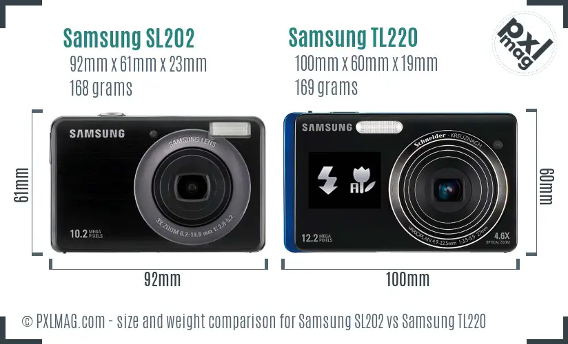Samsung SL202 vs Samsung TL220 size comparison