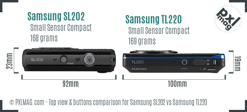 Samsung SL202 vs Samsung TL220 top view buttons comparison