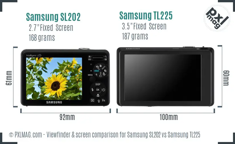 Samsung SL202 vs Samsung TL225 Screen and Viewfinder comparison