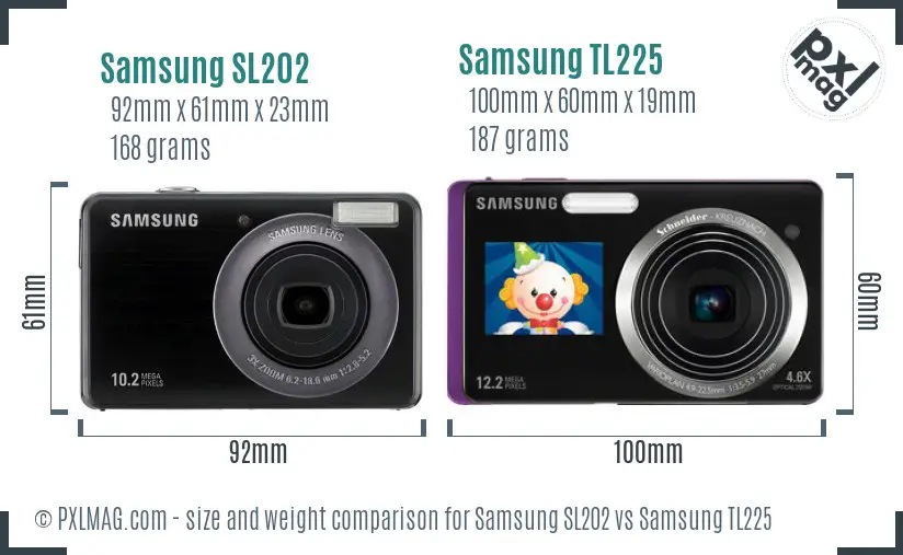 Samsung SL202 vs Samsung TL225 size comparison