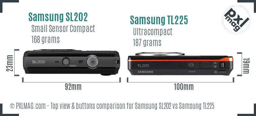 Samsung SL202 vs Samsung TL225 top view buttons comparison