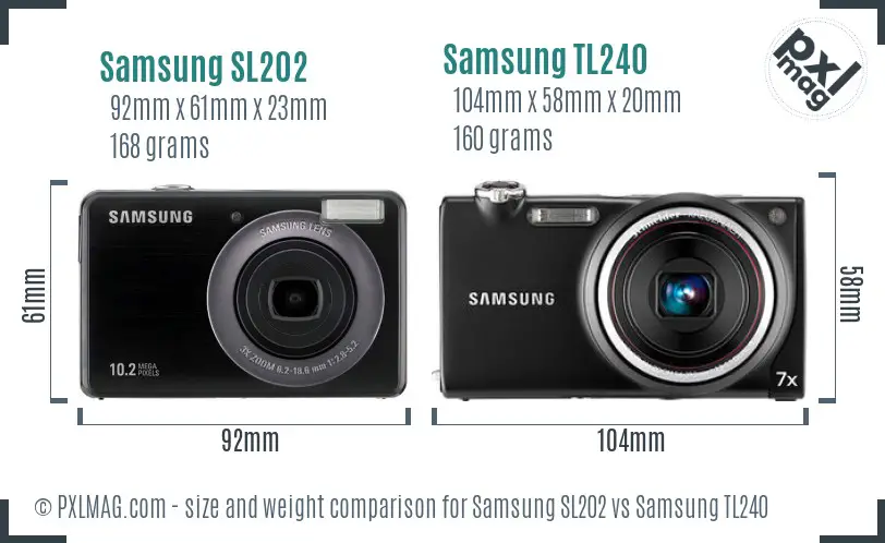 Samsung SL202 vs Samsung TL240 size comparison