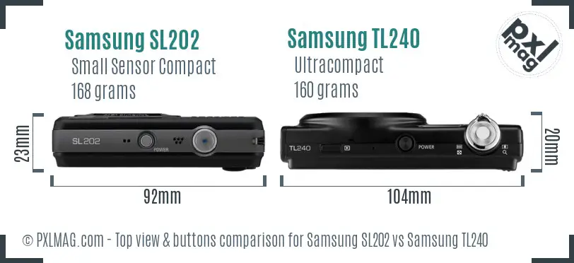 Samsung SL202 vs Samsung TL240 top view buttons comparison