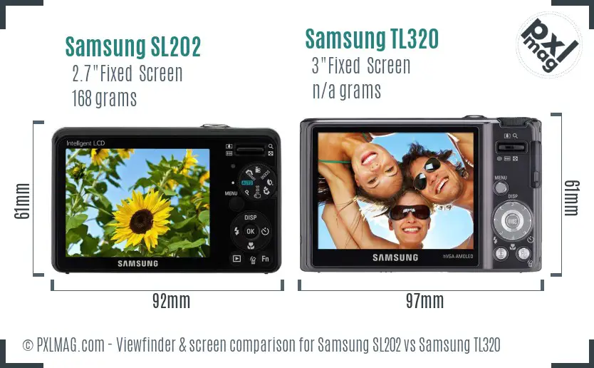 Samsung SL202 vs Samsung TL320 Screen and Viewfinder comparison