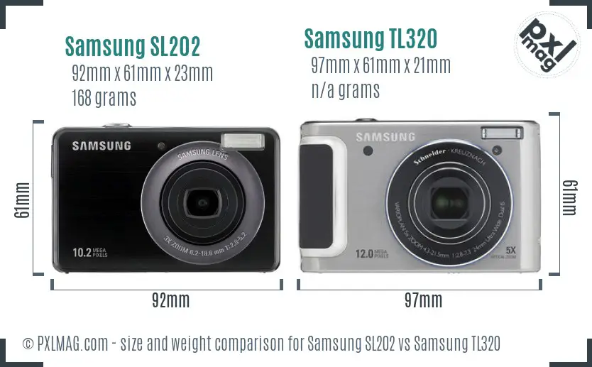 Samsung SL202 vs Samsung TL320 size comparison