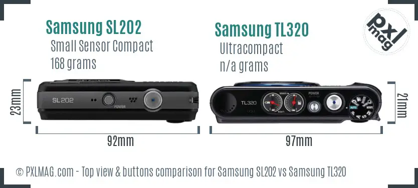 Samsung SL202 vs Samsung TL320 top view buttons comparison