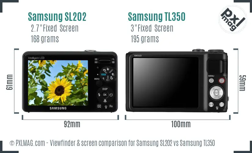 Samsung SL202 vs Samsung TL350 Screen and Viewfinder comparison