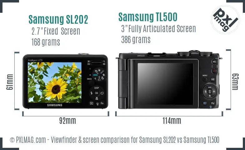 Samsung SL202 vs Samsung TL500 Screen and Viewfinder comparison