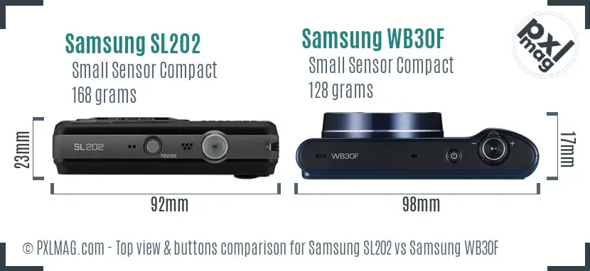 Samsung SL202 vs Samsung WB30F top view buttons comparison