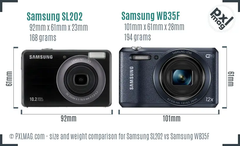 Samsung SL202 vs Samsung WB35F size comparison