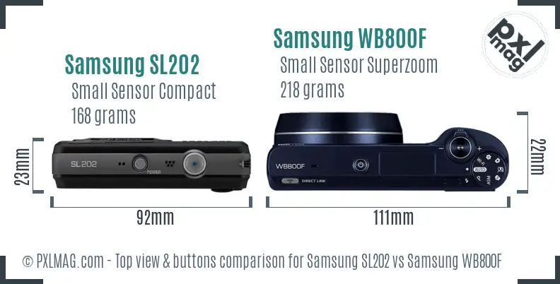 Samsung SL202 vs Samsung WB800F top view buttons comparison