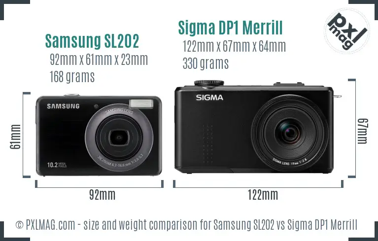 Samsung SL202 vs Sigma DP1 Merrill size comparison Samsung SL202 vs Sigma DP1 Merrill size comparison