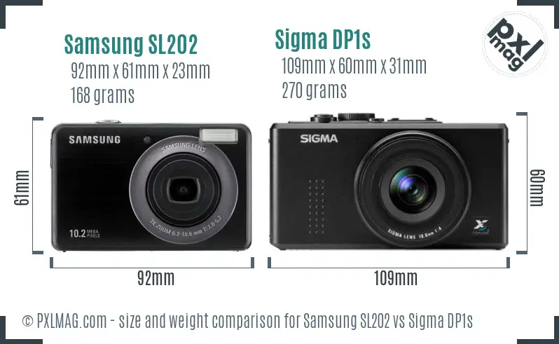 Samsung SL202 vs Sigma DP1s size comparison