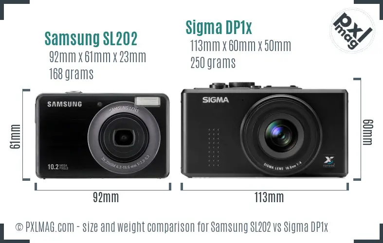Samsung SL202 vs Sigma DP1x size comparison