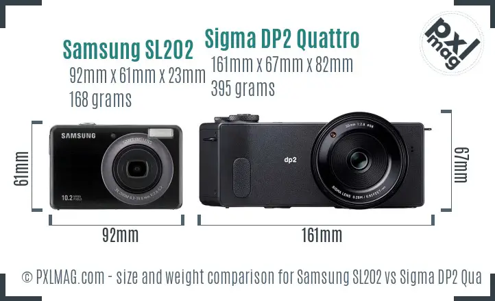 Samsung SL202 vs Sigma DP2 Quattro size comparison
