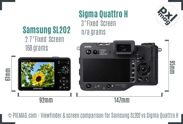 Samsung SL202 vs Sigma Quattro H Screen and Viewfinder comparison