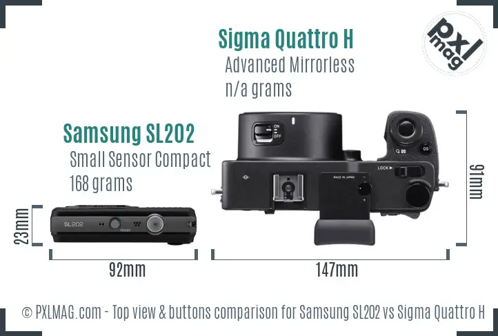 Samsung SL202 vs Sigma Quattro H top view buttons comparison