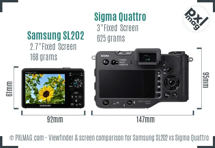 Samsung SL202 vs Sigma Quattro Screen and Viewfinder comparison