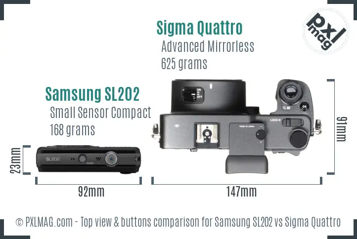 Samsung SL202 vs Sigma Quattro top view buttons comparison