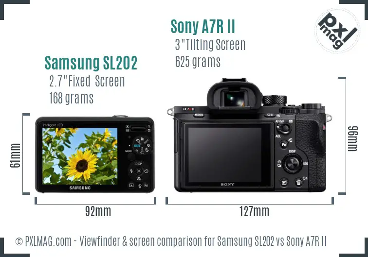 Samsung SL202 vs Sony A7R II Screen and Viewfinder comparison