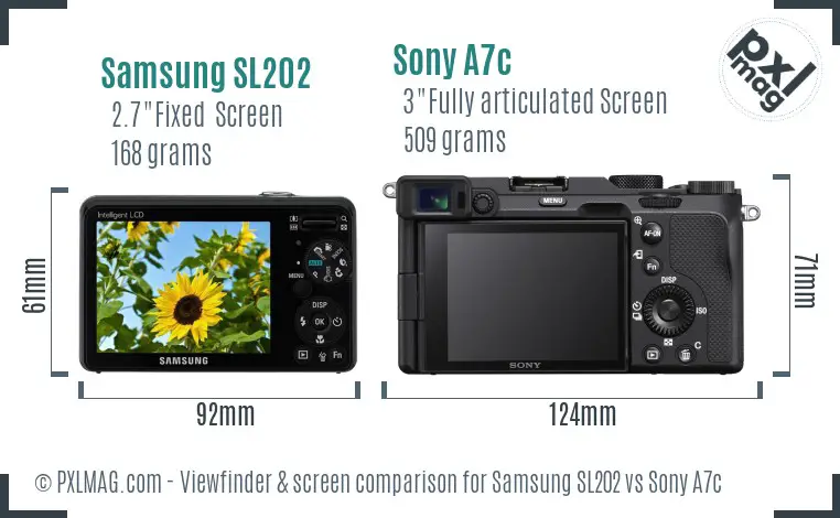 Samsung SL202 vs Sony A7c Screen and Viewfinder comparison Samsung SL202 vs Sony A7c Screen and Viewfinder comparison