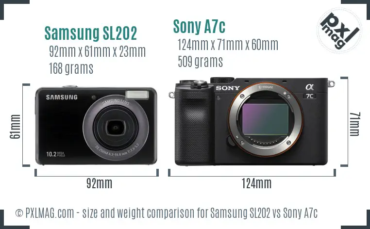 Samsung SL202 vs Sony A7c size comparison Samsung SL202 vs Sony A7c size comparison