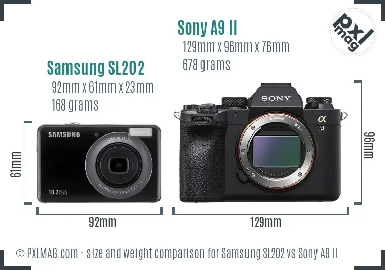 Samsung SL202 vs Sony A9 II size comparison Samsung SL202 vs Sony A9 II size comparison