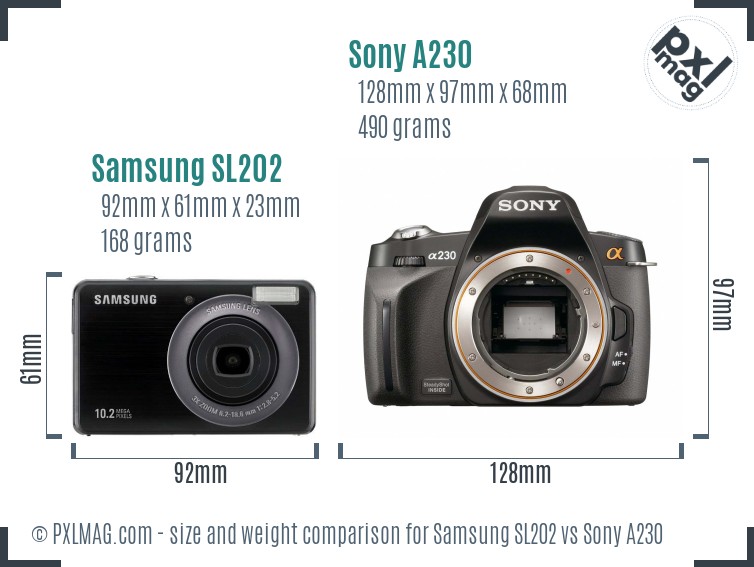 Samsung SL202 vs Sony A230 size comparison Samsung SL202 vs Sony A230 size comparison