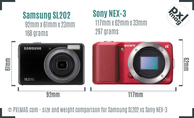 Samsung SL202 vs Sony NEX-3 size comparison Samsung SL202 vs Sony NEX-3 size comparison