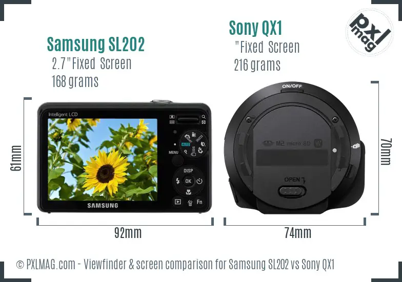 Samsung SL202 vs Sony QX1 Screen and Viewfinder comparison Samsung SL202 vs Sony QX1 Screen and Viewfinder comparison